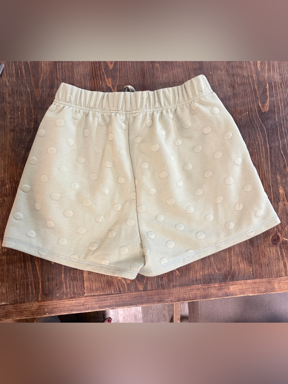 Blu Pepper Sage Green Polka Dot Drawstring Athletic Shorts - Picture 3 of 3